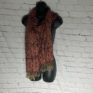 Elegant Paisley 100%Cashmere Afghan Scarf with Fringe
